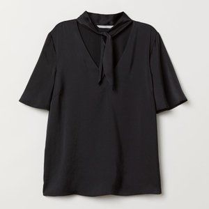 H&M Top Tie Short Sleeve Blouse, 6